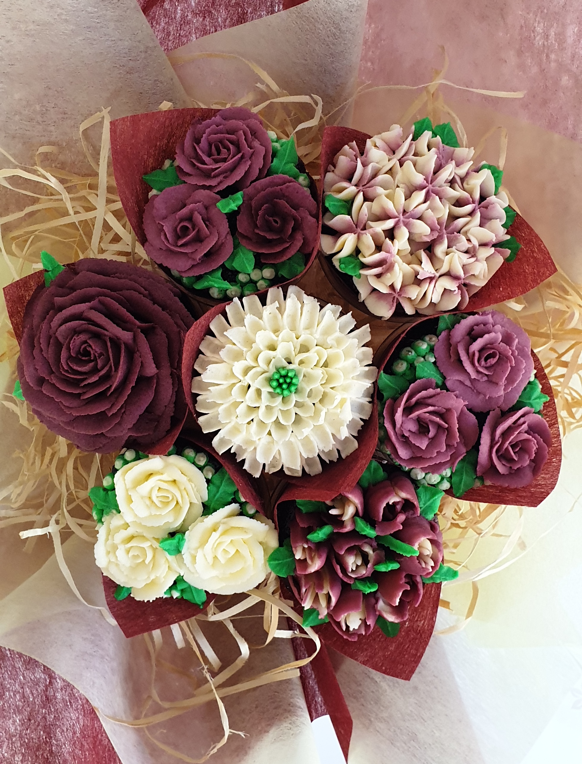 Field of Flowers - Deep Burgundy & Cream