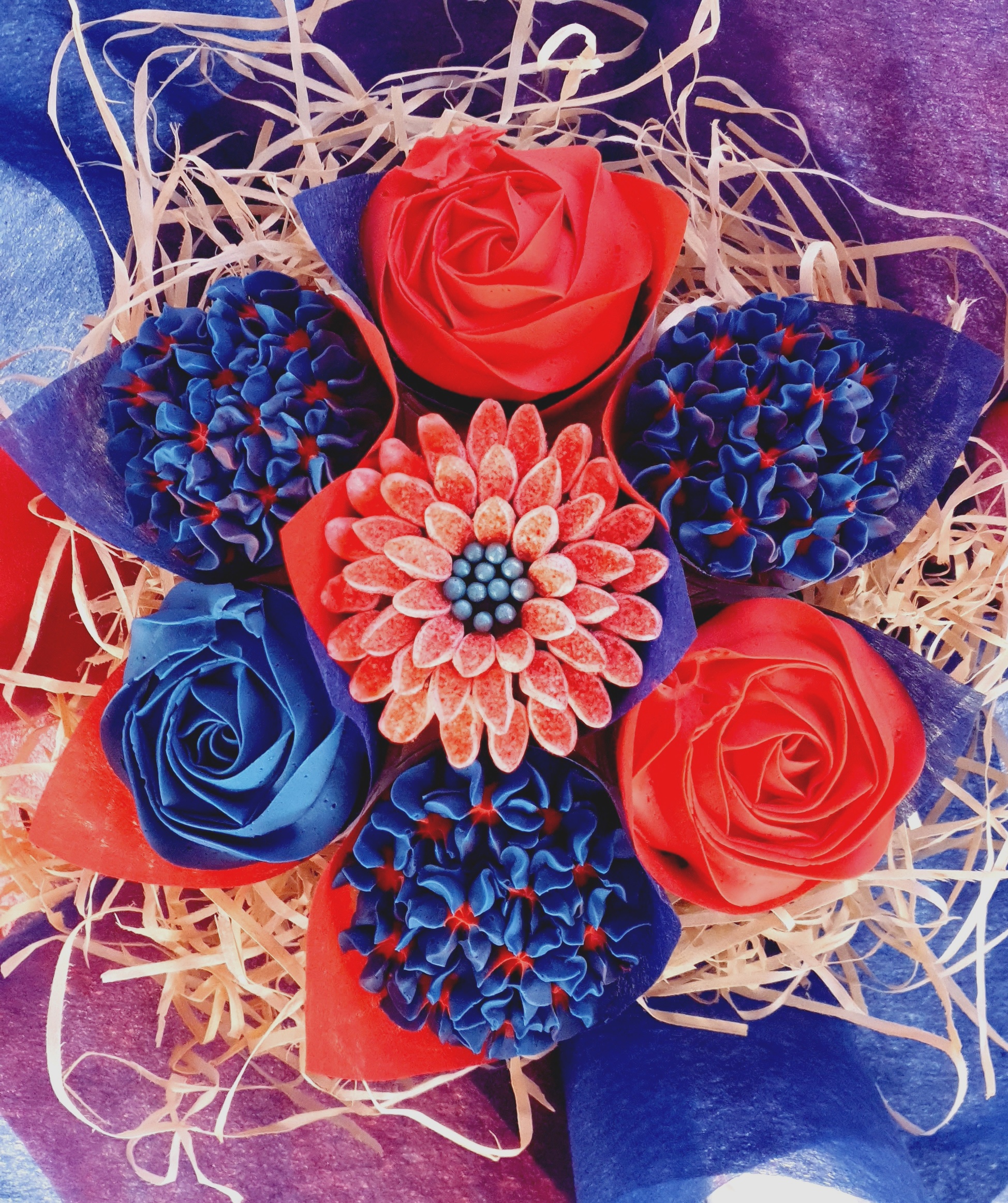 Mixed Blooms - Navy & Red