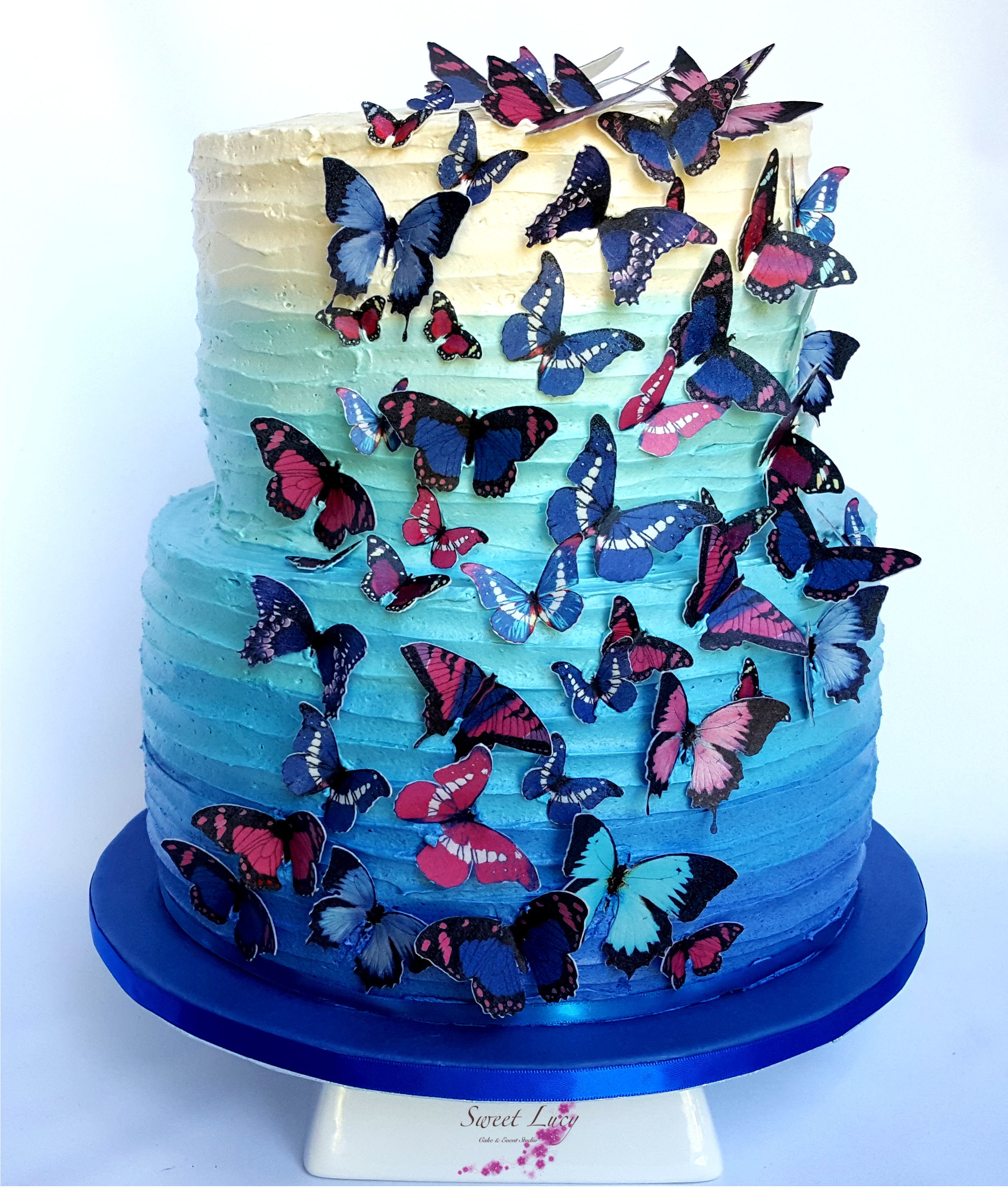 Blue Ombre Buttercream 2 Tier