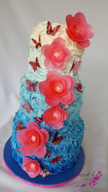 Blue Ombre 3 Tier Swirl
