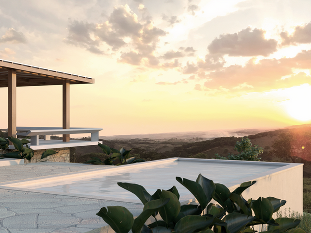 piscina com vista para o pôr do sol