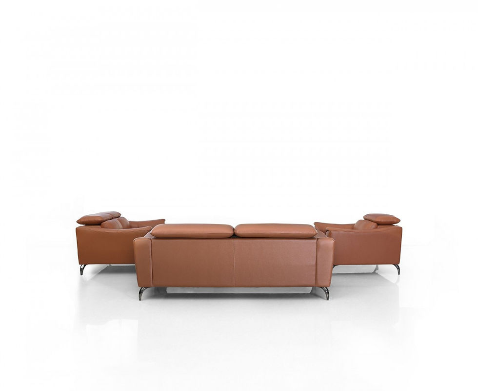 Thumbnail: Modern Cognac Leather Brown Sofa Set