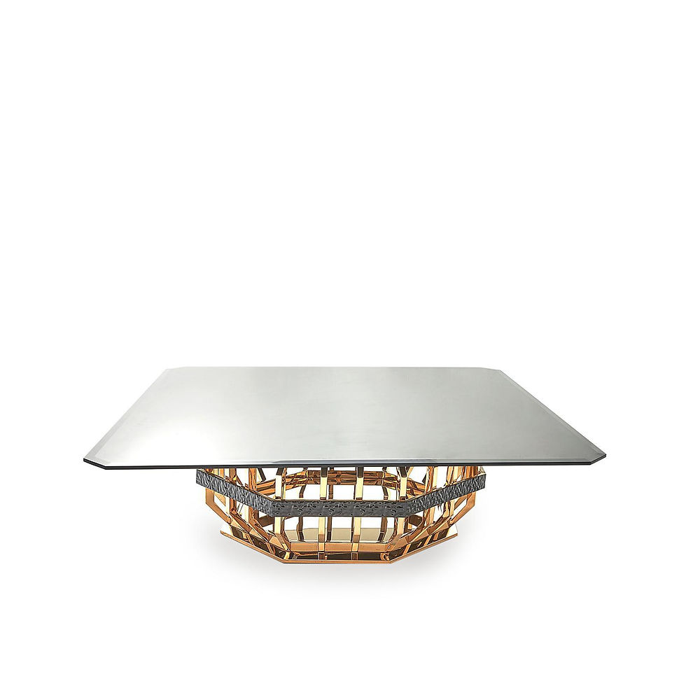 Thumbnail: Square Glass Top Coffee Table | Gold