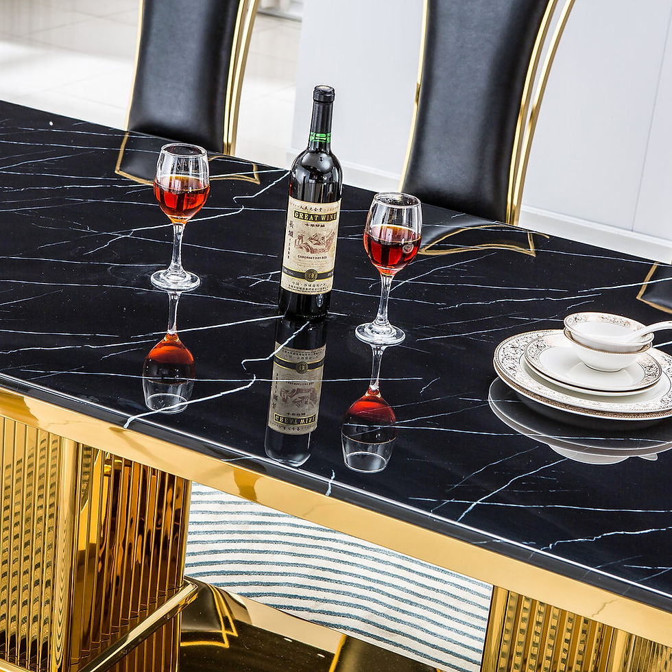 Thumbnail: RECTANGULAR DINING TABLE 18MM BLACK MARBLE