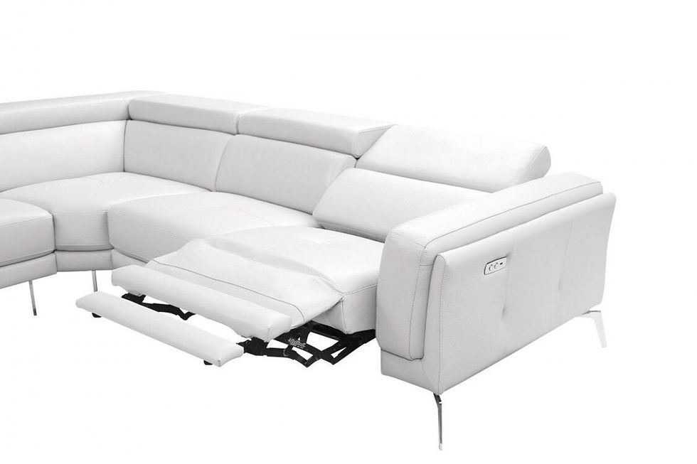 Thumbnail: White Modern Leather U Shaped Sectional Sofa with Recliner