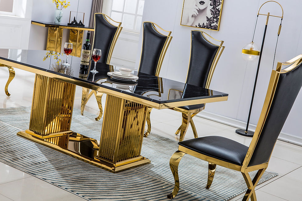 Thumbnail: RECTANGULAR DINING TABLE 18MM BLACK MARBLE