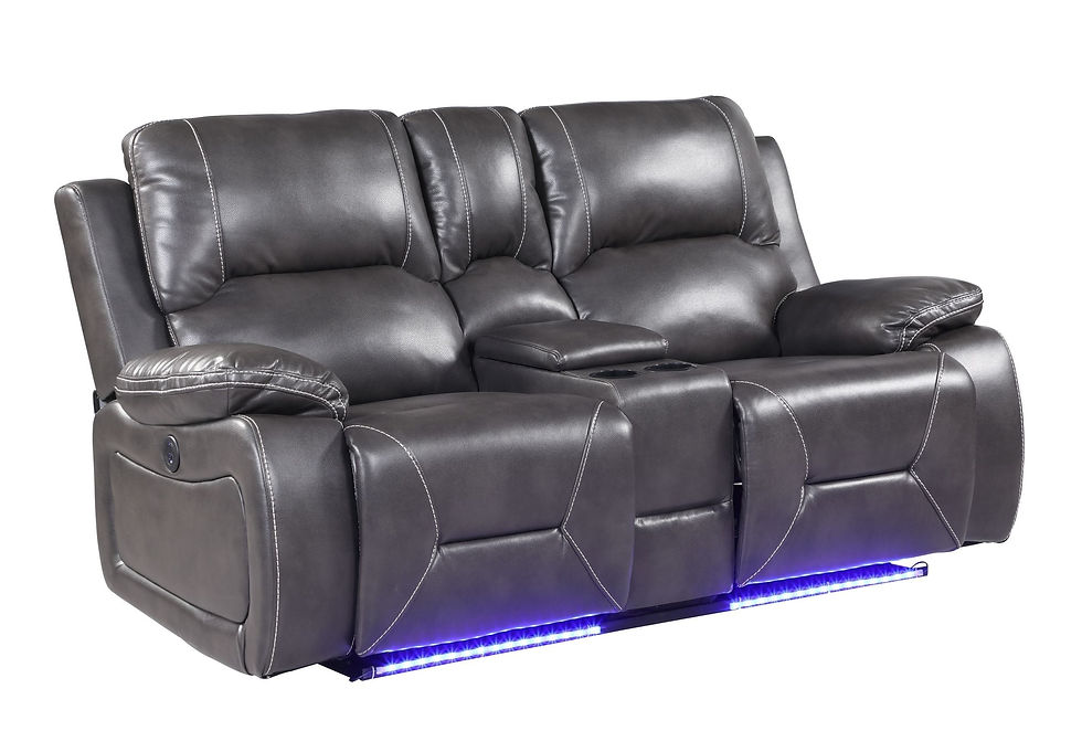 Thumbnail: Gray Power Reclining Sofa 3pcs Set Leather Air