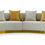 Thumbnail: Glam Beige and Gold Fabric Sectional Sofa