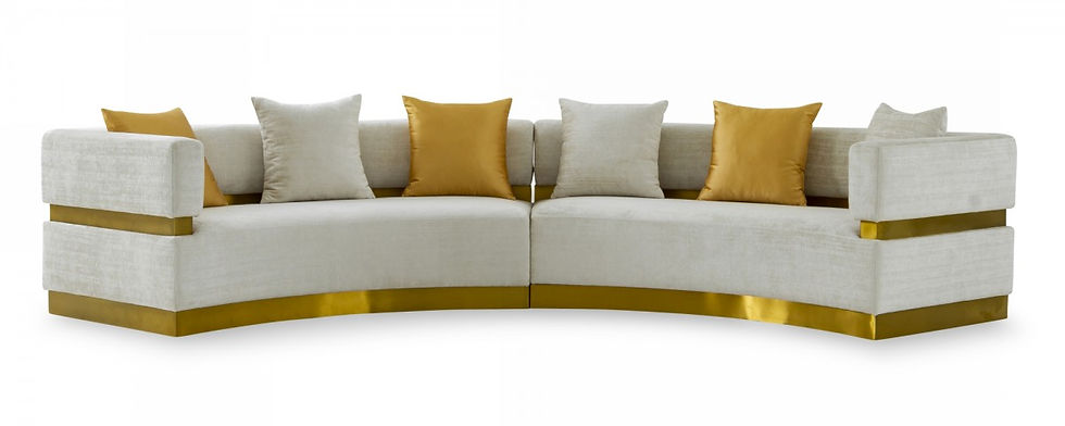 Thumbnail: Glam Beige and Gold Fabric Sectional Sofa