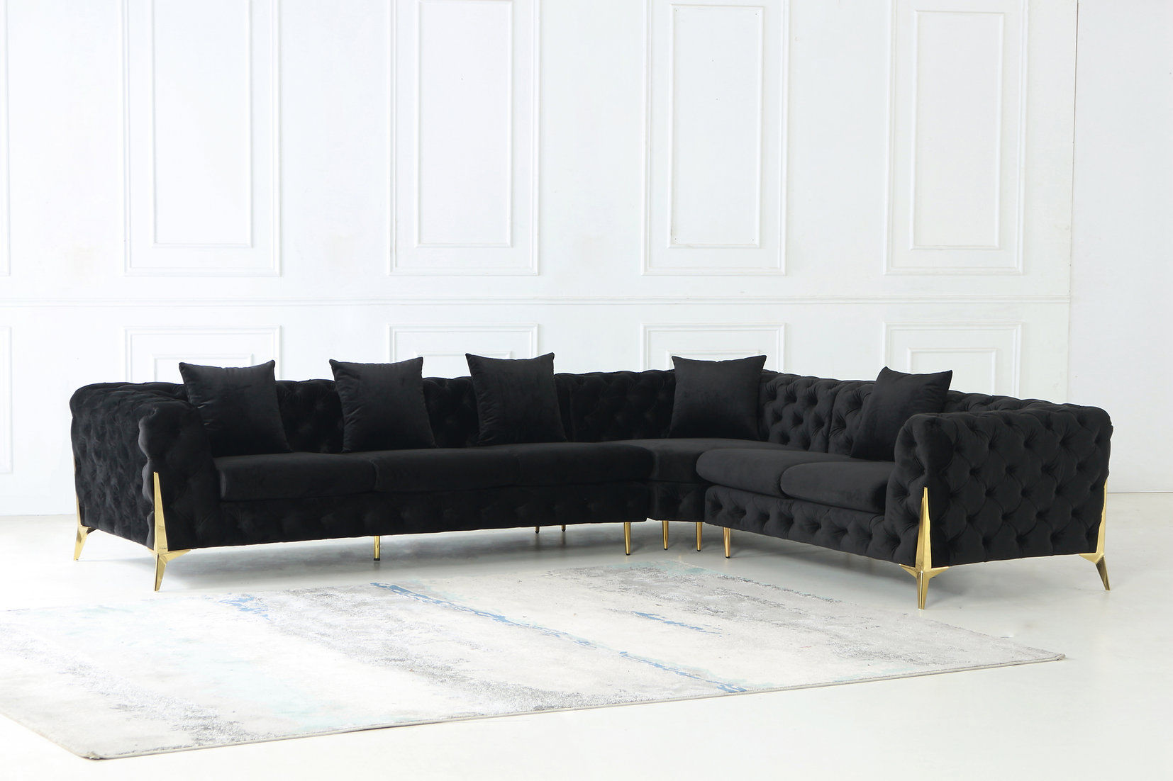 Black And Gold Velvet Sectional Sofa 