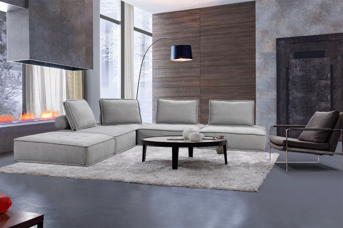 Modern Grey Fabric Modular Sectional Sofa