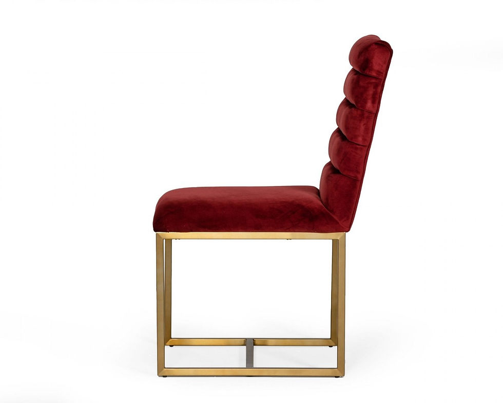 Thumbnail: Modrest Barker - Modern Red & Brush Gold Dining Chair (set of 2)