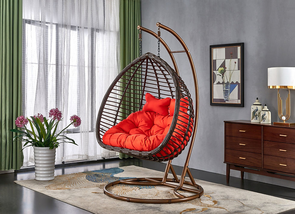RED DOUBLE SEATER BASKET SWING EGG CHAIR