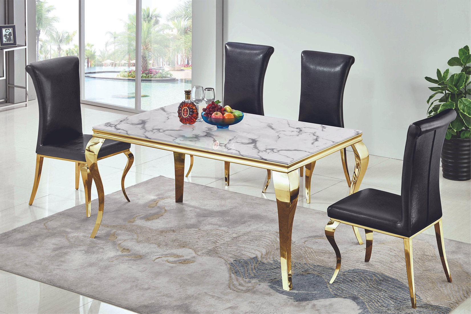 RECTANGULAR DINING TABLE MARBLE STONE