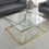 Thumbnail: SQUARE COFFEE TABLE TEMPERED GLASS 12MM/ CHROME GOLD