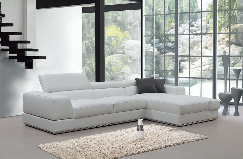 Modern White Leather Right Facing Sectional Sofa