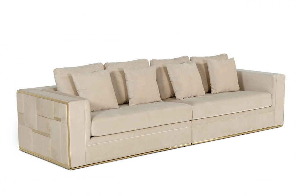 Thumbnail: Glam Beige and Gold Fabric Sofa
