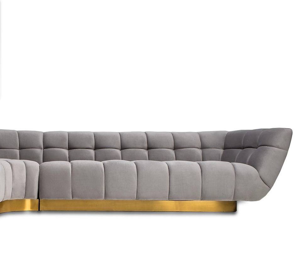 Thumbnail: Light Grey And Gold Modular Sectional 