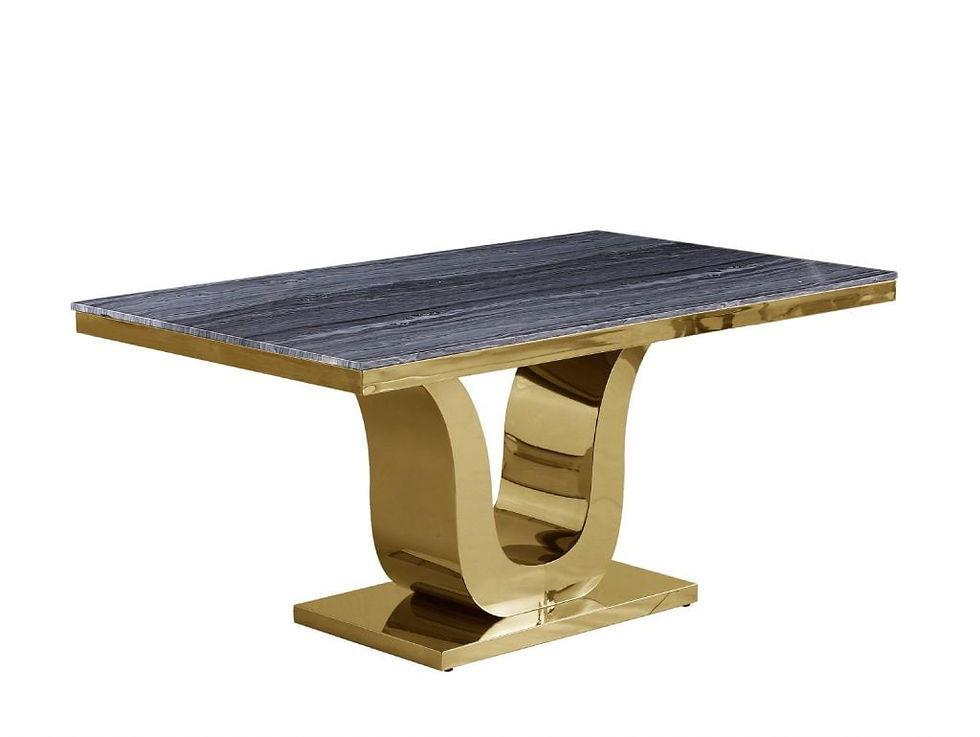 Thumbnail: Classic 9-Piece Gold Dining Set, Dark Grey Marble Top