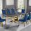 Thumbnail: Classic Navy Blue 9-Piece Dining Set with Marble Top