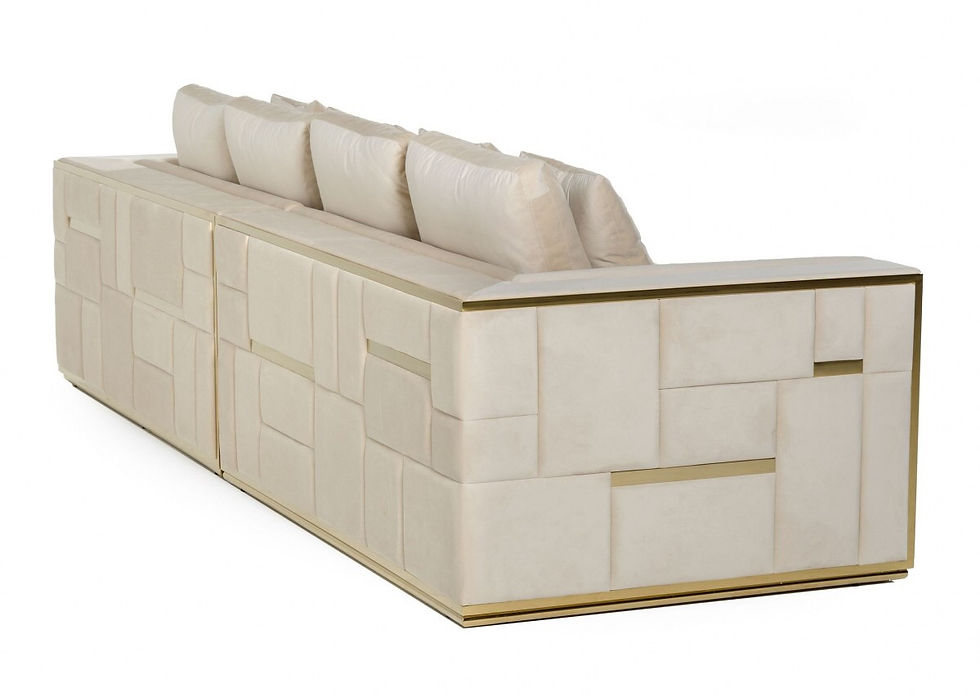 Thumbnail: Glam Beige and Gold Fabric Sofa