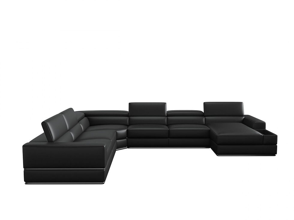 Thumbnail: Modern Black Italian Bonded Leather U Shaped Sectional Sofa