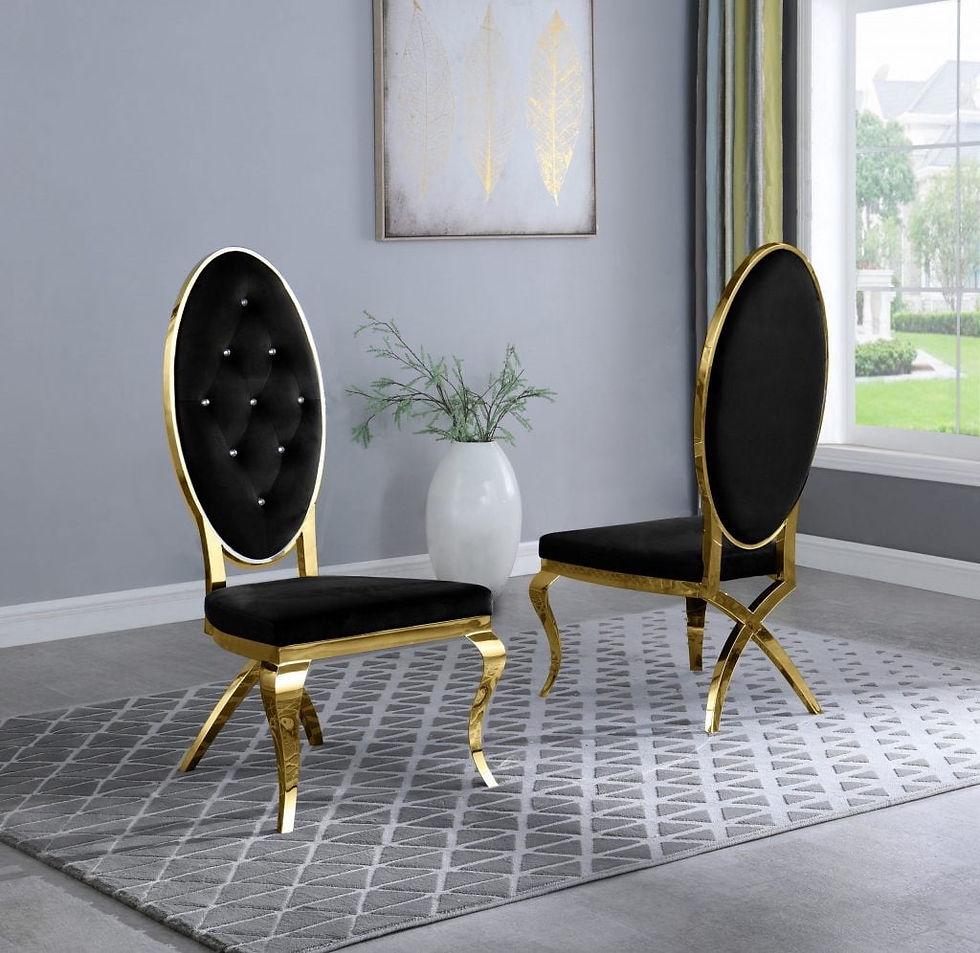 Thumbnail: Classic 9-Piece Gold Dining Set, Dark Grey Marble Top