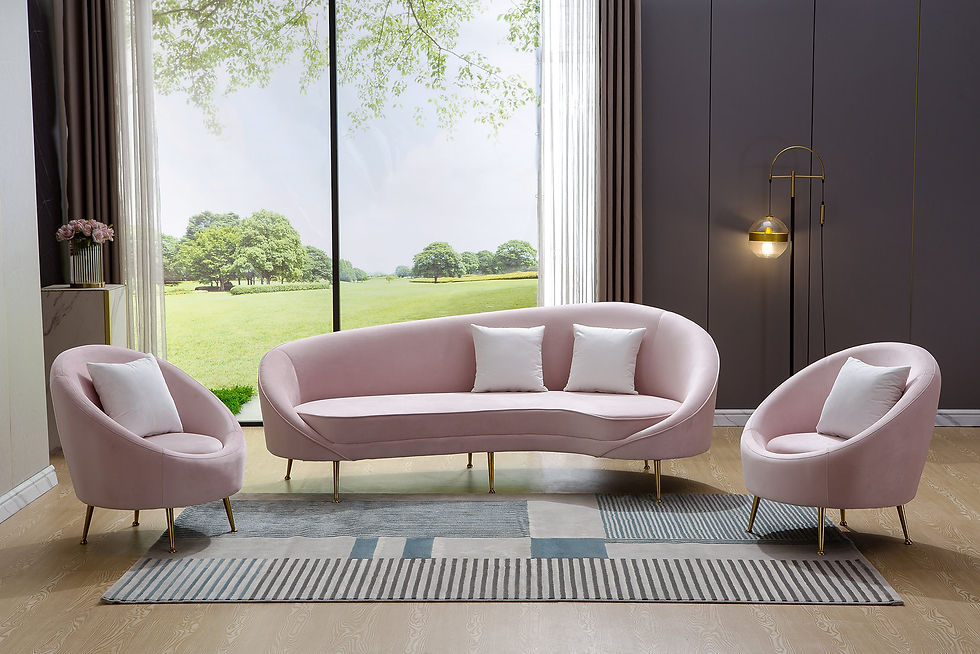 Thumbnail: Pink And Gold 2pcs Sofa And Accent Chair Set 