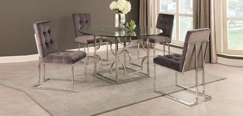 5pcs Gray And Silver Dining Set 