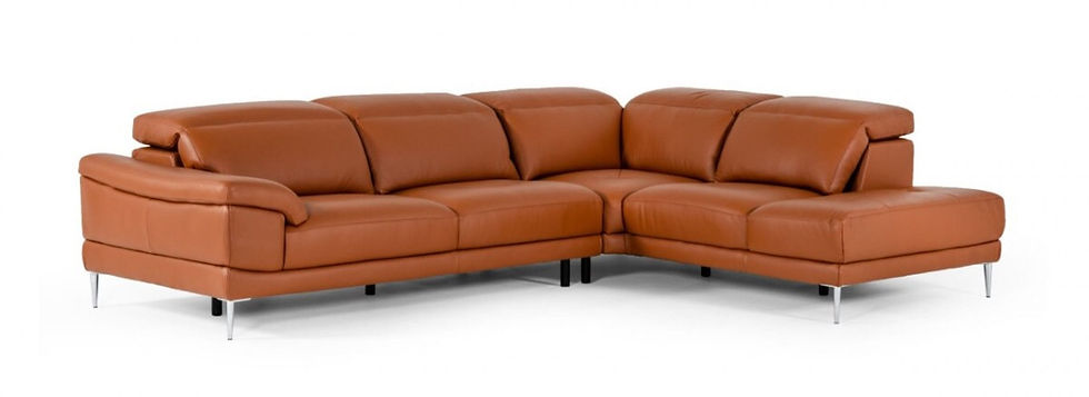 Thumbnail: Accenti New York - Modern Cognac Leather Right Facing Sectional Sofa