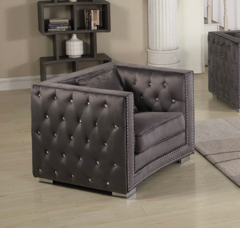 Thumbnail: 3pcs Grey Velvet Sofa Set 