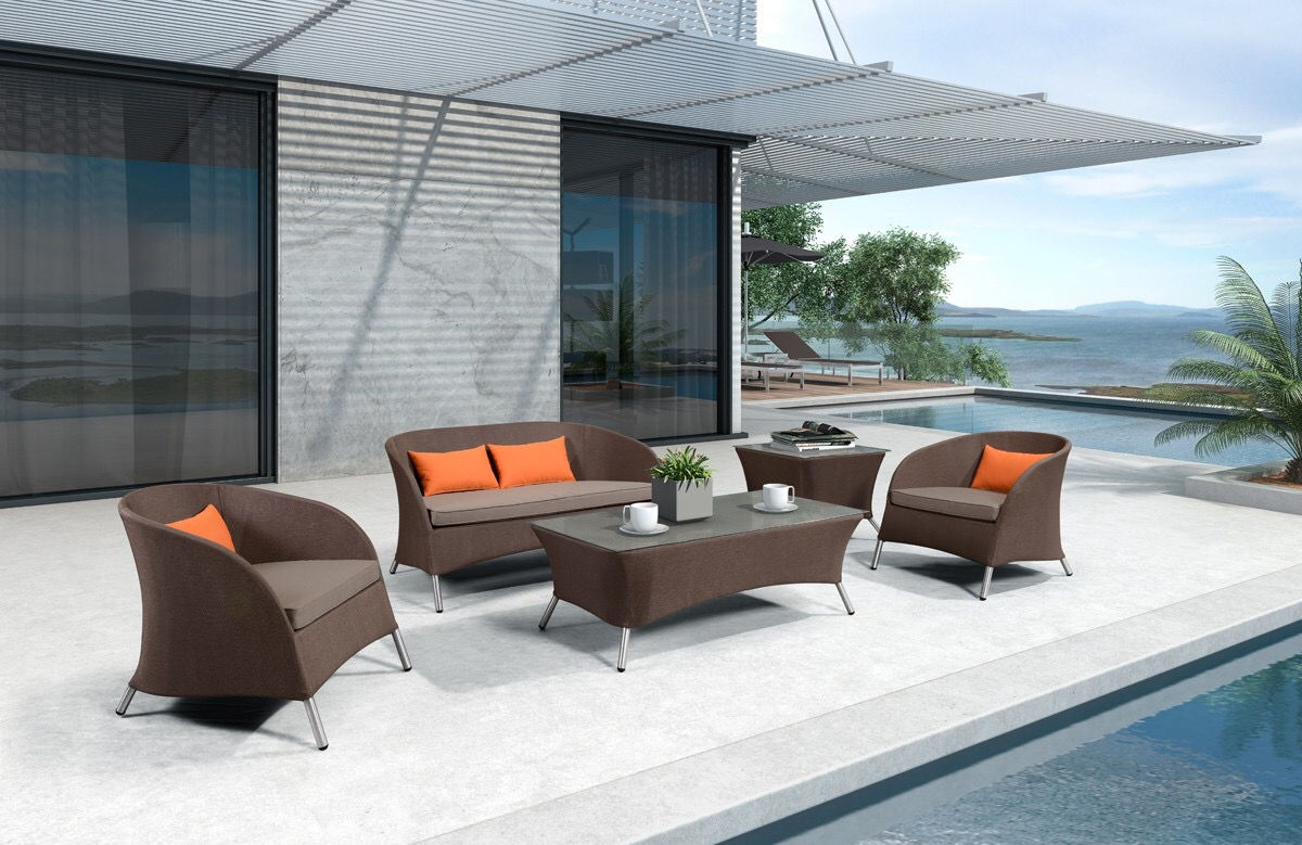 Renava Zamora Outdoor Brown Sofa Set