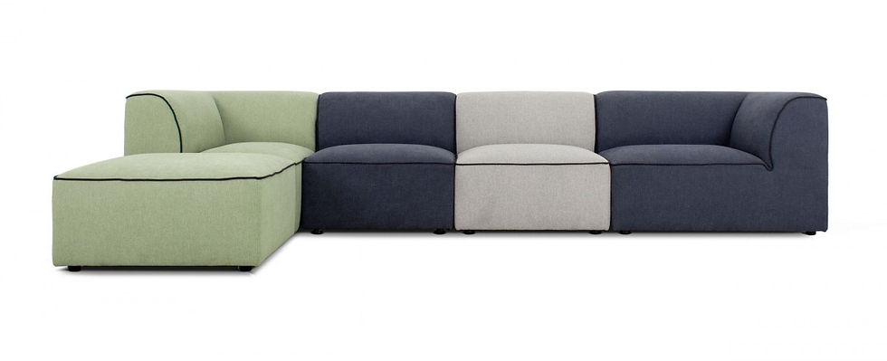 Thumbnail: Modern Green + Blue + Grey Fabric Modular Sectional Sofa