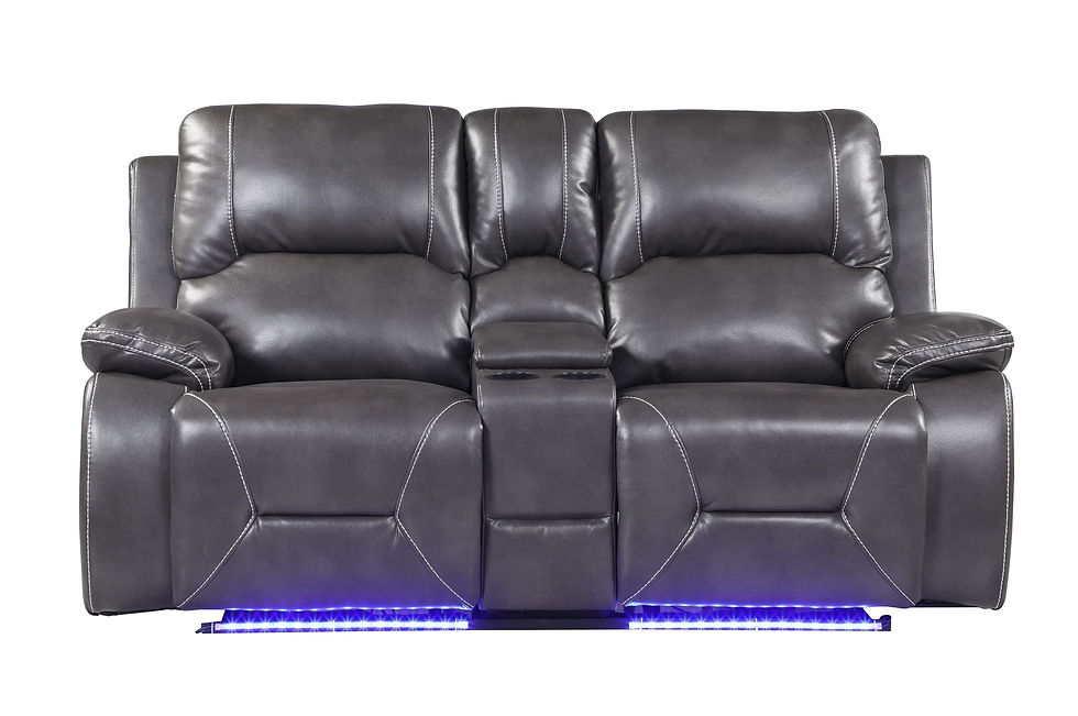 Thumbnail: Gray Power Reclining Sofa 3pcs Set Leather Air