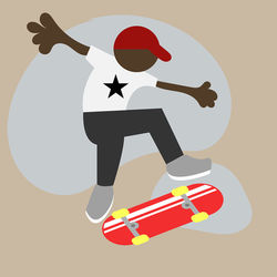 Flat design illustration of a boy on a skateboard