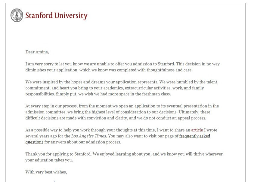 Rating My College Rejection Letters
