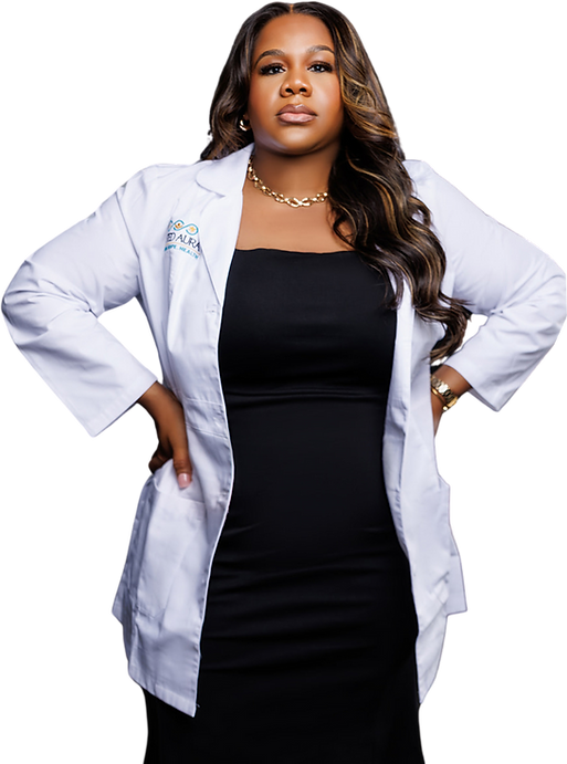 A parent and child receiving a wellness kit during a Gifted Aura community event, representing the brand’s commitment to education and underserved outreach.