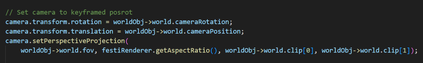 Camera and lighting update code