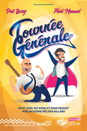 Vous aimez les spectacles drôle, musicaux, avec des références aux années 90? Découvrez Tournée Générale, la nouvelle comédie des Toulousains, au théâtre le Studio 55, les soirs de weekends ! théâtre de toulouse