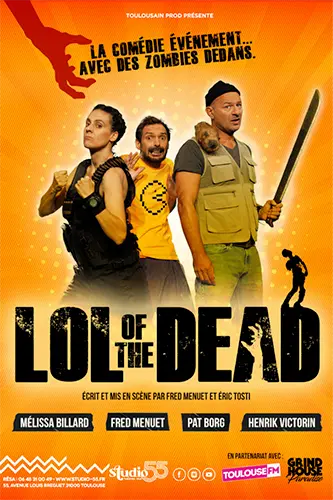 Mélissa, Fret et Pat Borg reviennent pour un spectacle d'humour sur les zombies ! Halloween est de la partie, venez découvrir ce spectacle d'humour vraiment drôle au théâtre studio 55, à Toulouse Montaudran ! Les soirs de weekends !