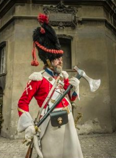 French sapper with axe, circa 1812.