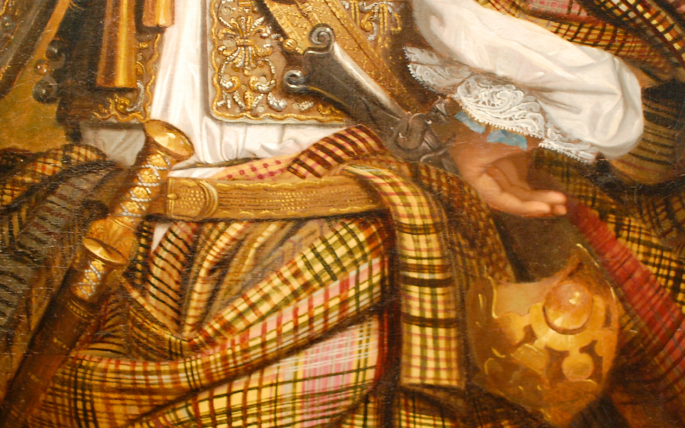 Detail of Sir Mungo Murray, showing drawstring just above waist belt.