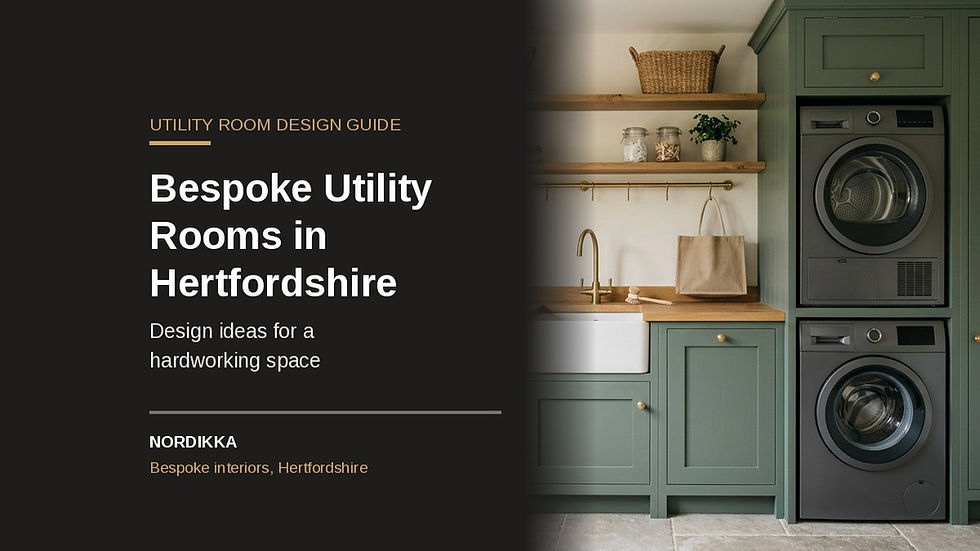 Planning a utility room in Hertfordshire? Explore layouts, storage, laundry planning and finishes for a bespoke utility room with Nordikka.