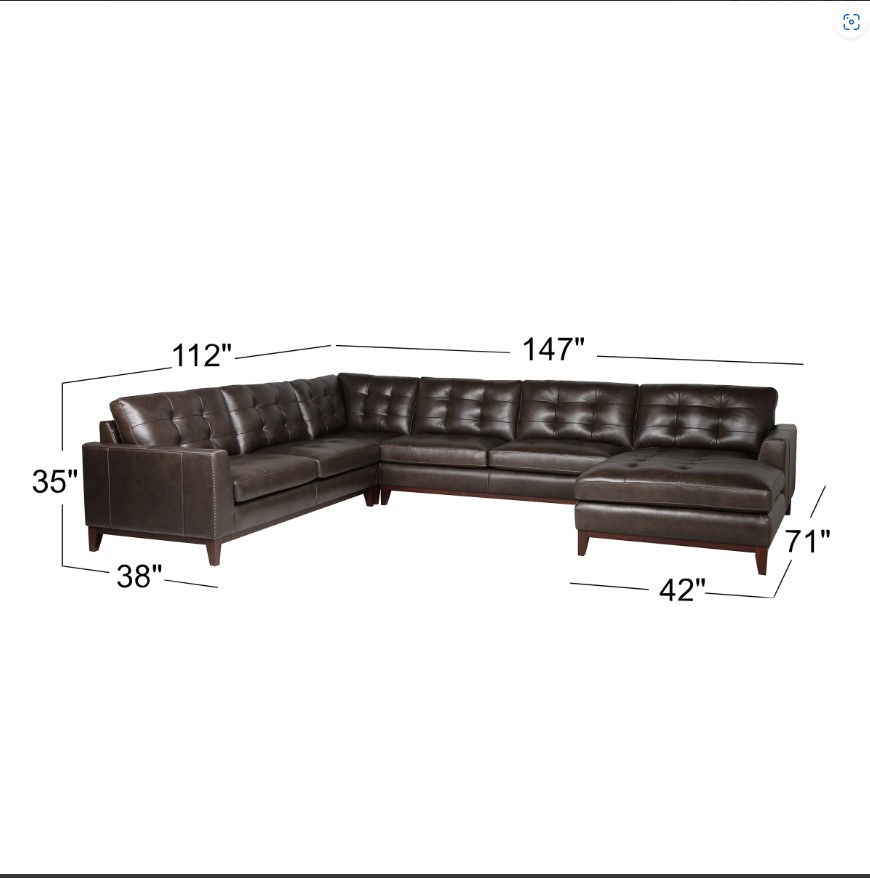 Thumbnail: Aquarius 4-piece Leather Sectional