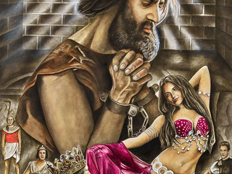 Mark 6:17-29  This painting depicts the final moment of John the Baptist inside the prison cell. John had openly criticized Herod Antipas for divorcing his first wife to marry Herodias, the wife of his brother, Philip. And so, Herodias held a grudge against John and used her daughter’s performance at Herod’s birthday party to trick him into ordering the execution. Although Herod feared John and knew him to be a holy man, he reluctantly ordered his beheading to keep a rash vow made in front of his guests. 