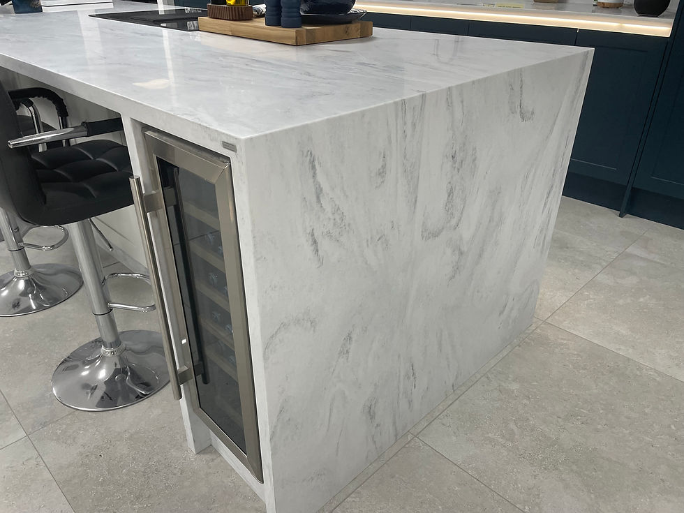 Close-up view of a Corian countertop highlighting its smooth texture and vibrant color