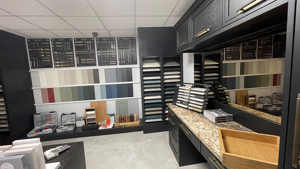 Eye-level view of a sophisticated kitchen design exhibit