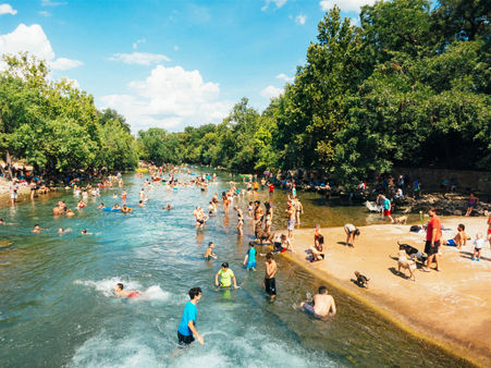 Discover the Refreshing Waters of Barton Springs in Austin, Texas - a Popular Destination for Swimming and Relaxation