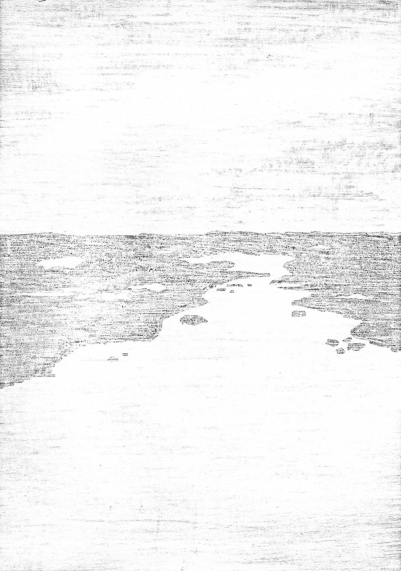 GIF van een mokulitho met grafisch zeelandschap in zwart-wit