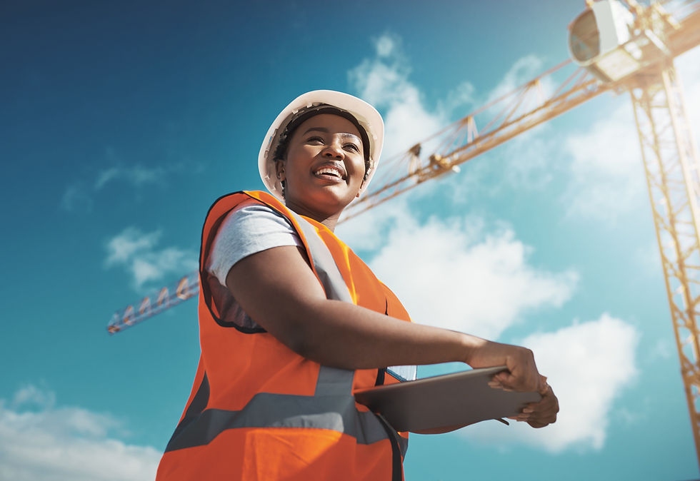 engineering-construction-site-black-woman-with-tablet-smile-safety-with-architecture-afric
